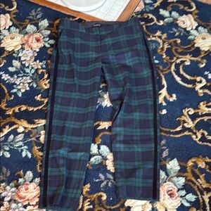 Talbots plaid Hampshire ankle‎ pants with velvet side stripe. Worn one time .